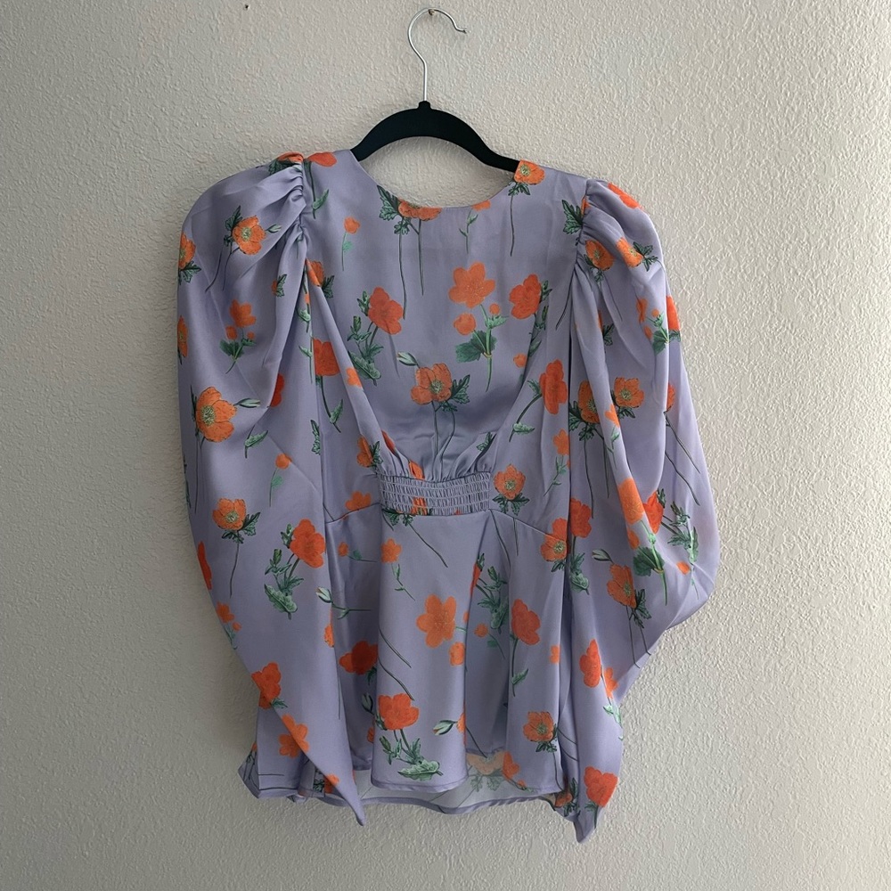 ASOS Floral Puff Sleeve Blouse 🧡💜